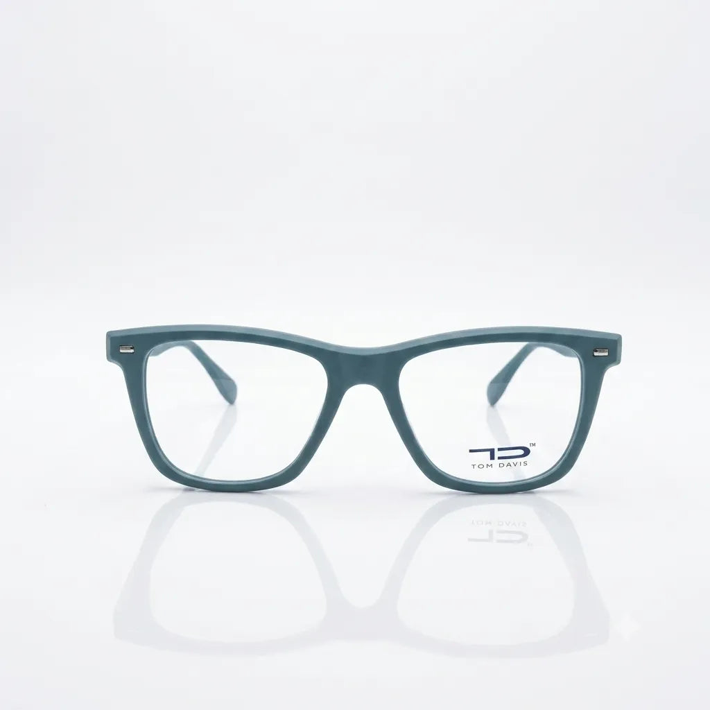 Tom Davis Matte Teal Square Acetate Eyeglasses