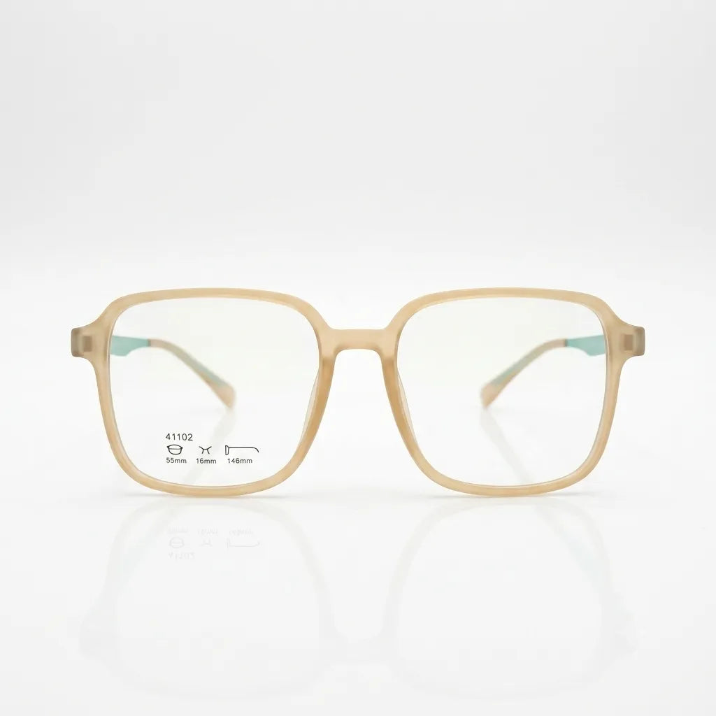 Spexxo Matte Beige & Teal Square Eyeglasses