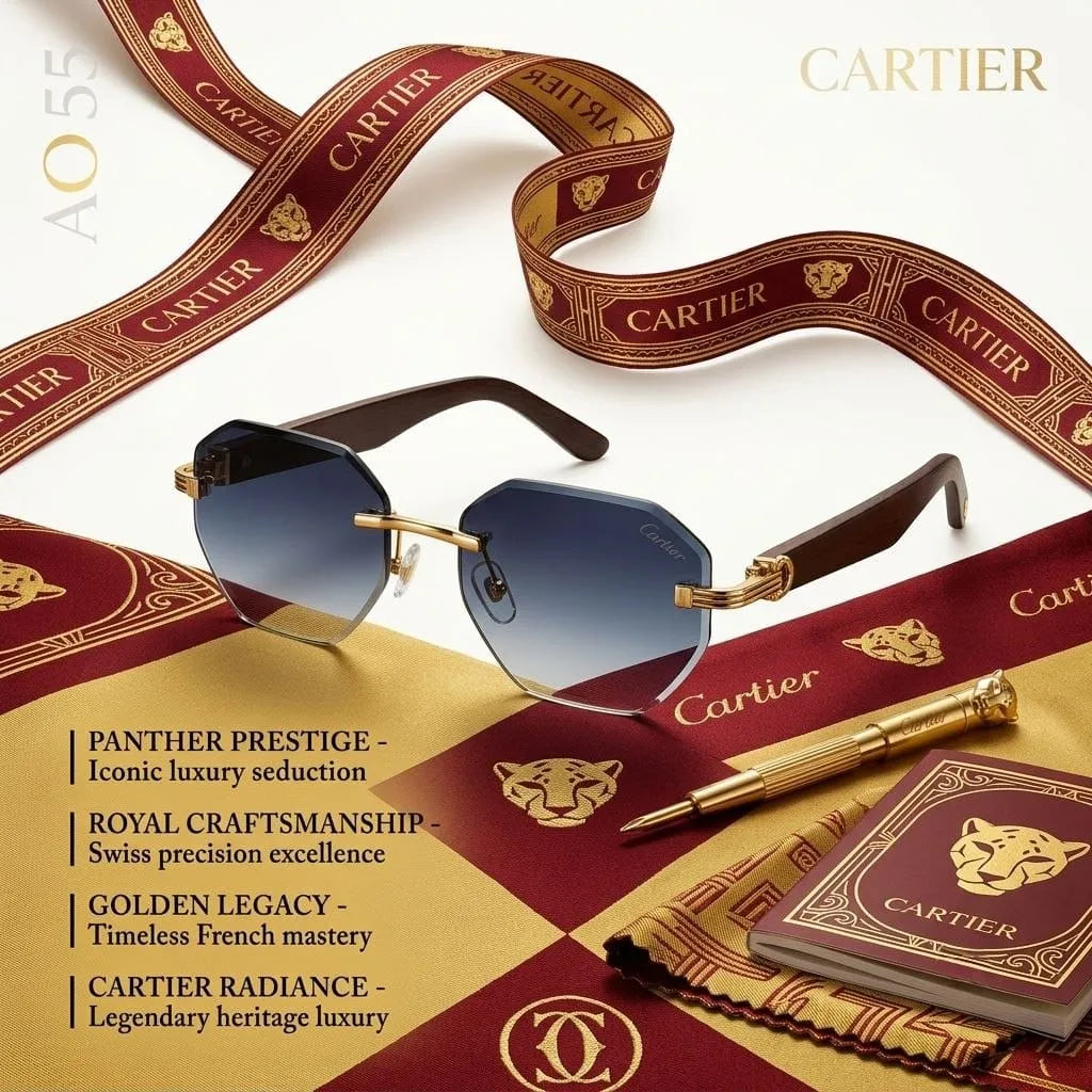 Cartier Panther Prestige Rimless Geometric Sunglasses
