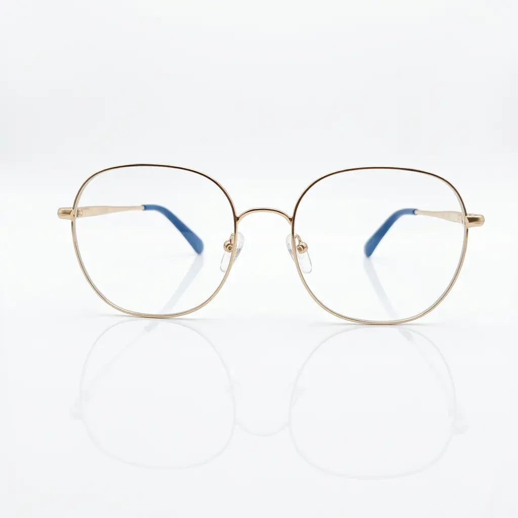 SPE-9001 Gold Oversized Round Eyeglasses