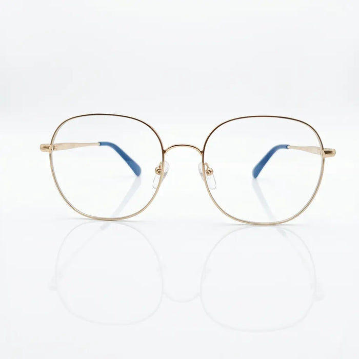 SPE-9001 Gold Oversized Round Eyeglasses