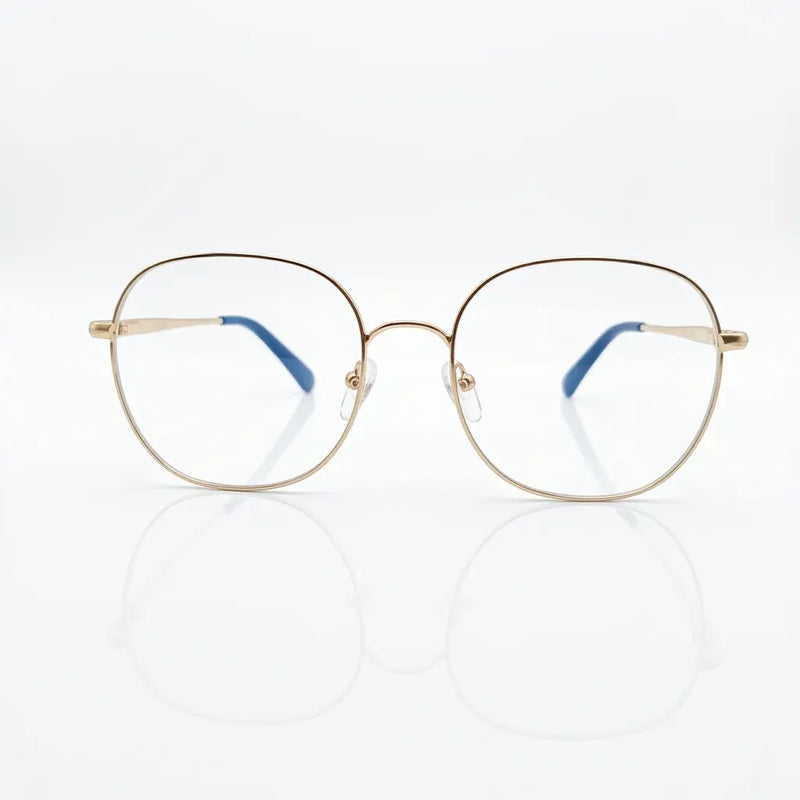 SPE-9001 Gold Oversized Round Eyeglasses