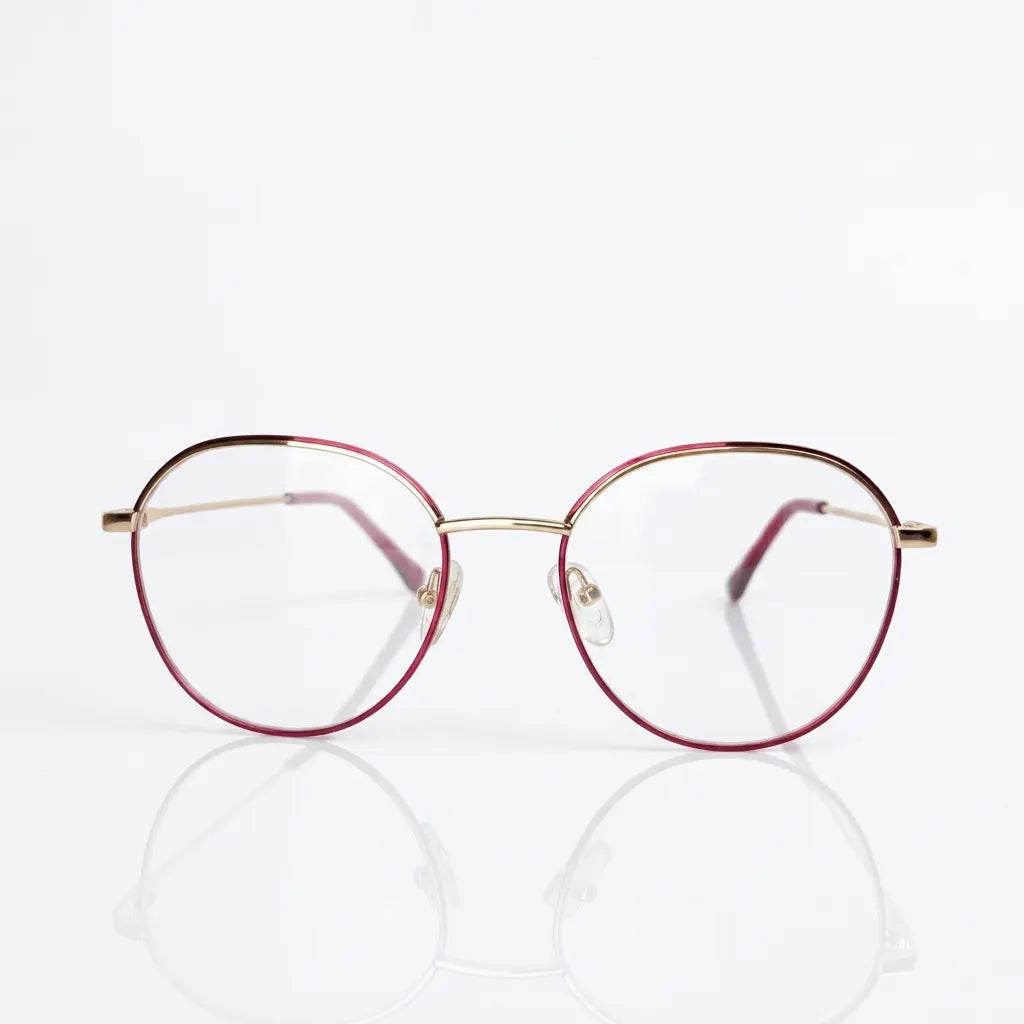 SPE-9002 Gold and Red Round Eyeglasses