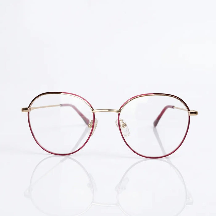 SPE-9002 Gold and Red Round Eyeglasses