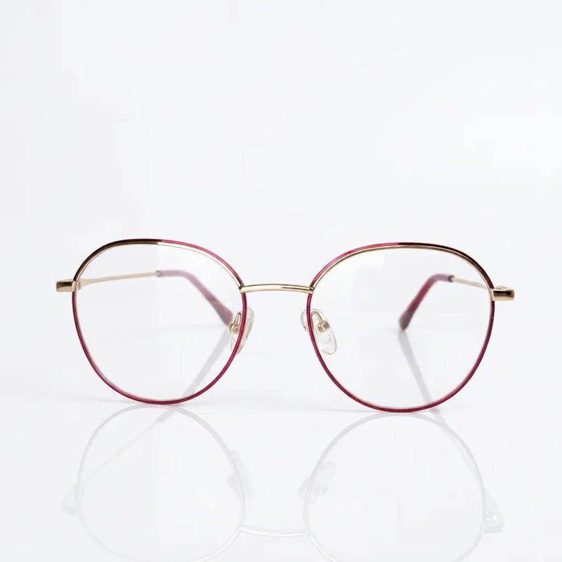 SPE-9002 Gold and Red Round Eyeglasses