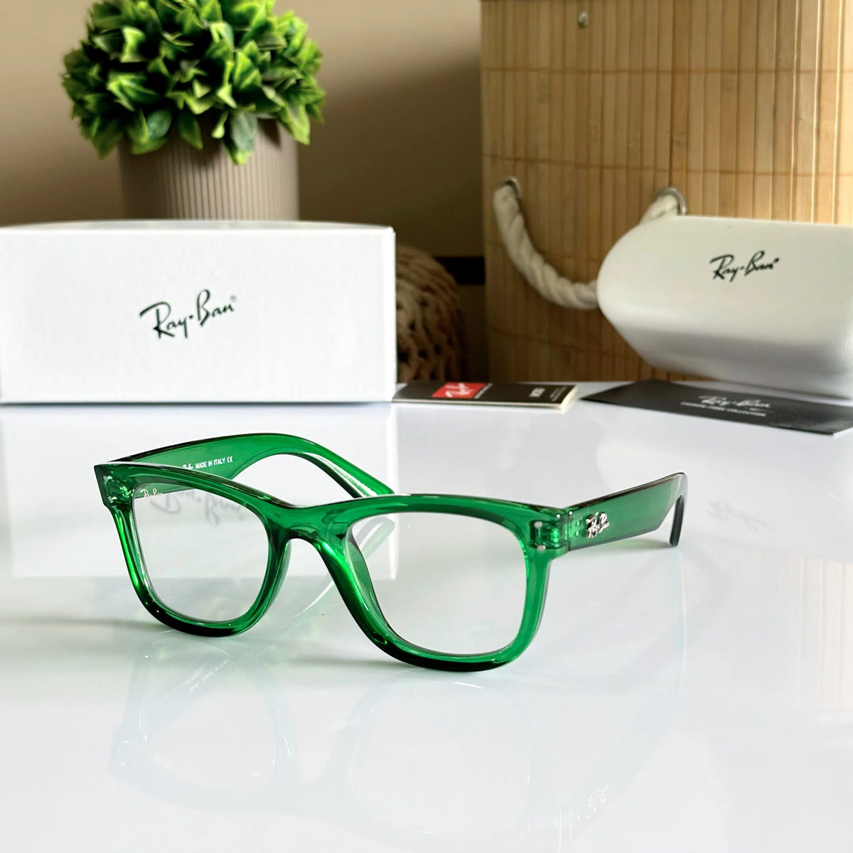 RB-0502S Green Translucent Wayfarer Eyeglasses