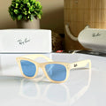 RB-0502S Beige Wayfarer Sunglasses - Blue Lenses