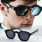 Prada Black Matte Gold Accent Square Sunglasses