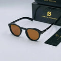 Eyewear by David Beckham Round Sunglasses - Black / Brown