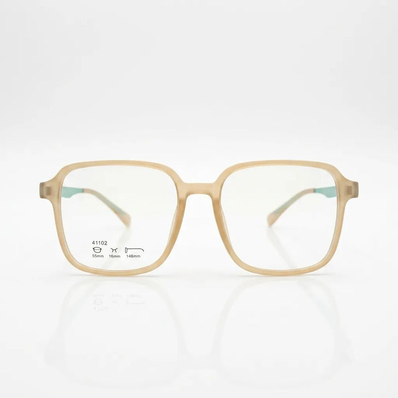 Spexxo Matte Beige & Teal Square Eyeglasses