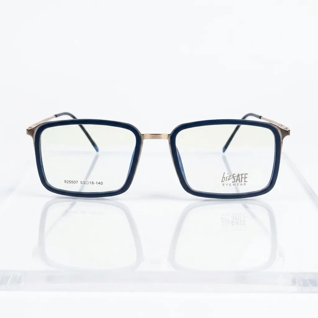 Spexxo Matte Navy & Gunmetal Square Combination Eyeglasses