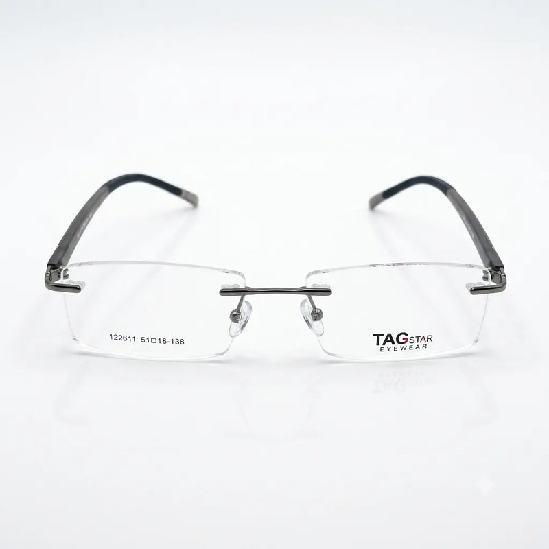 Spexxo Rimless Gunmetal & Blue Rectangular Eyeglasses
