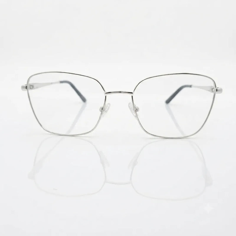 Spexxo Silver Metal Square Eyeglasses with Crystal Temple Accents