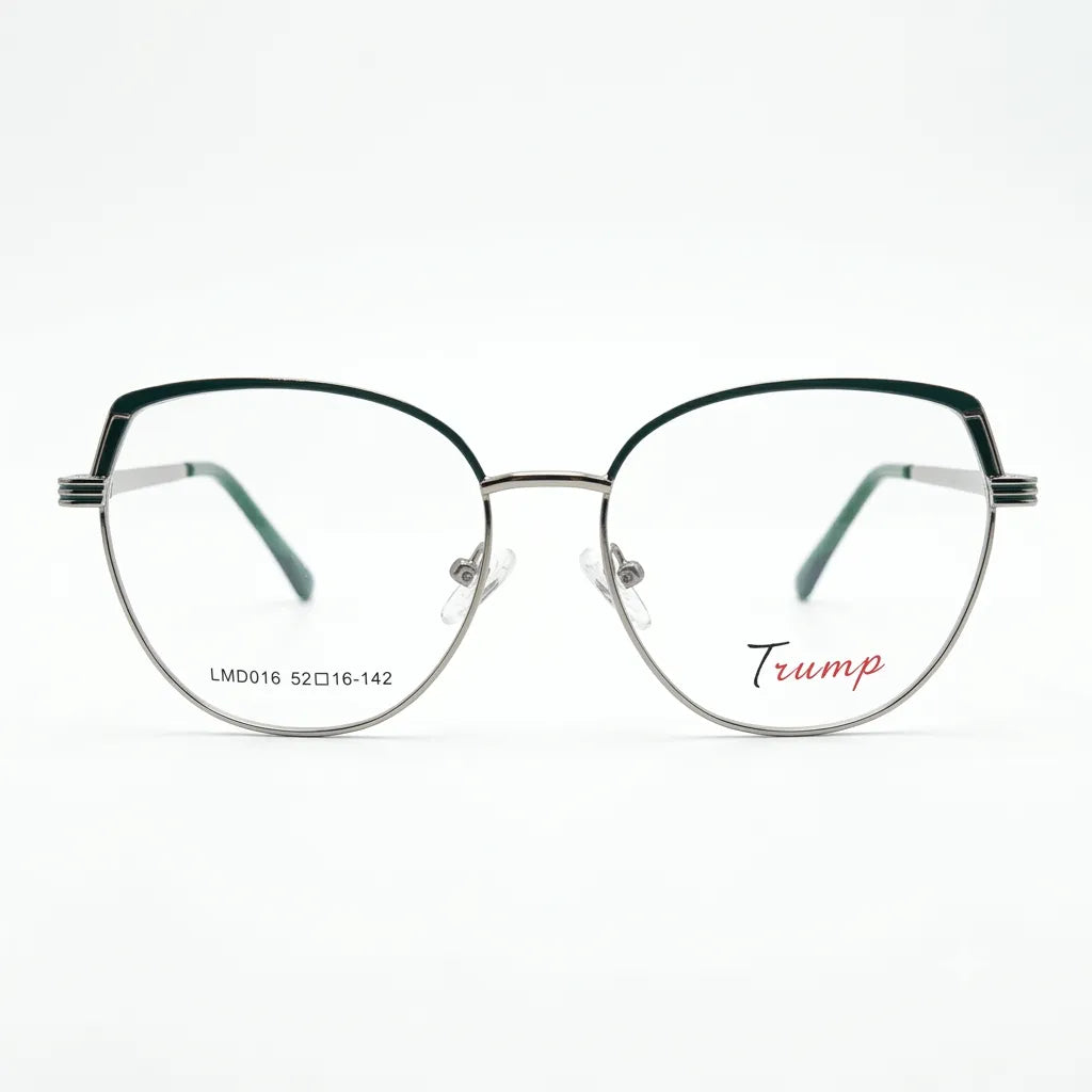 Spexxo Silver & Emerald Green Cat-Eye Metal Eyeglasses