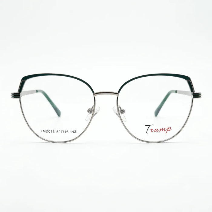 Spexxo Silver & Emerald Green Cat-Eye Metal Eyeglasses