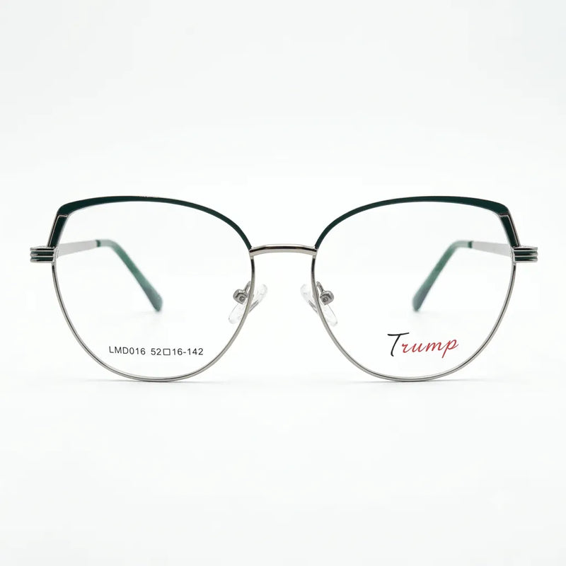 Spexxo Silver & Emerald Green Cat-Eye Metal Eyeglasses