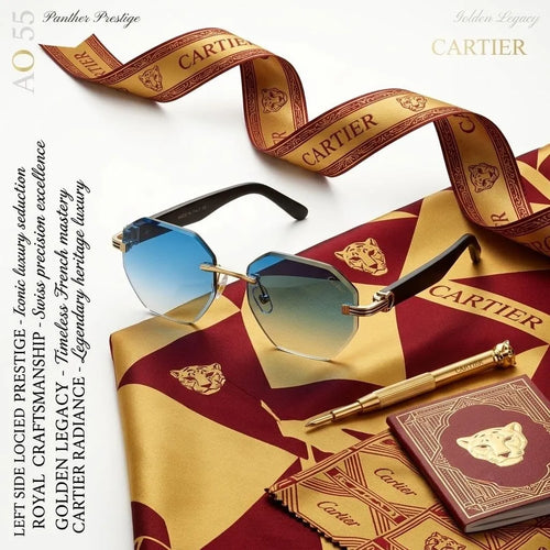 Cartier Panther Prestige Rimless Geometric Sunglasses