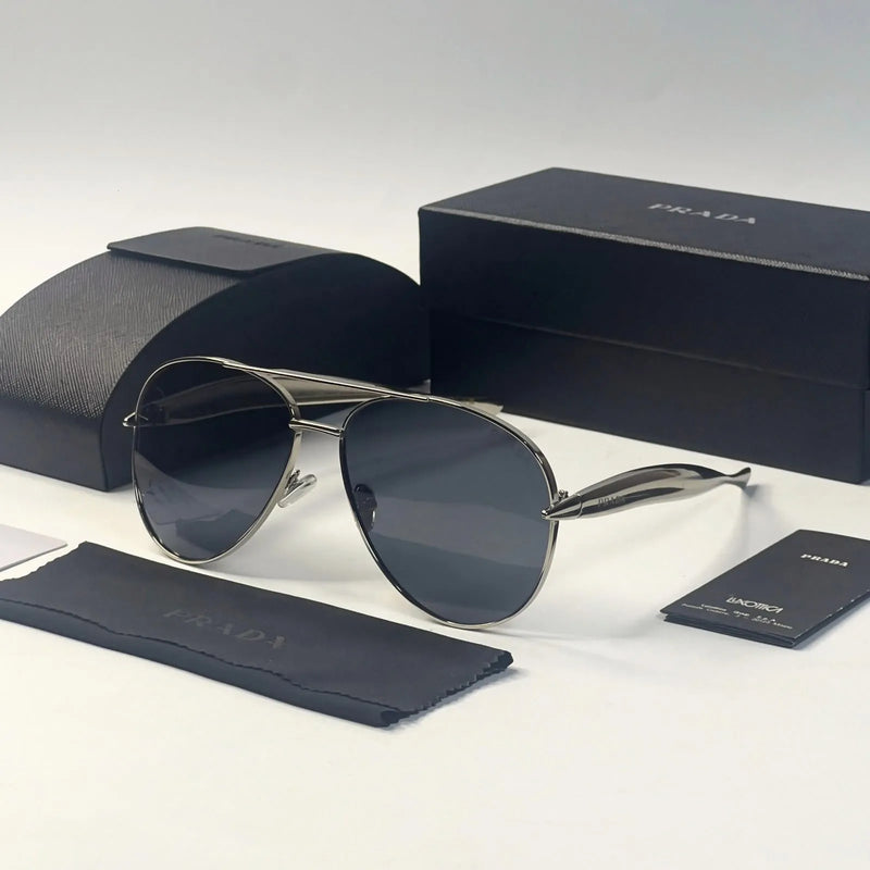 Prada Double-Bridge Metal Aviator Sunglasses